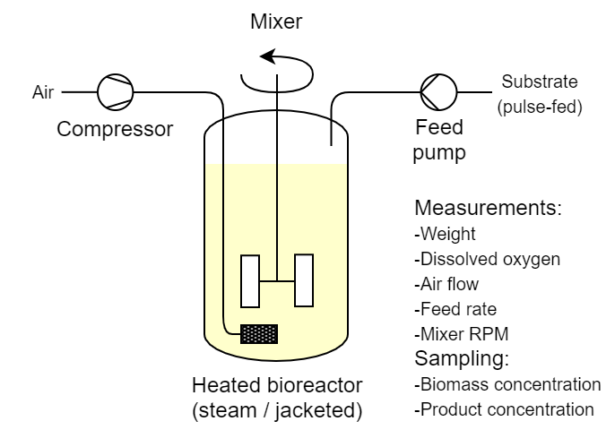 Process diagram of an aerated bioreactor